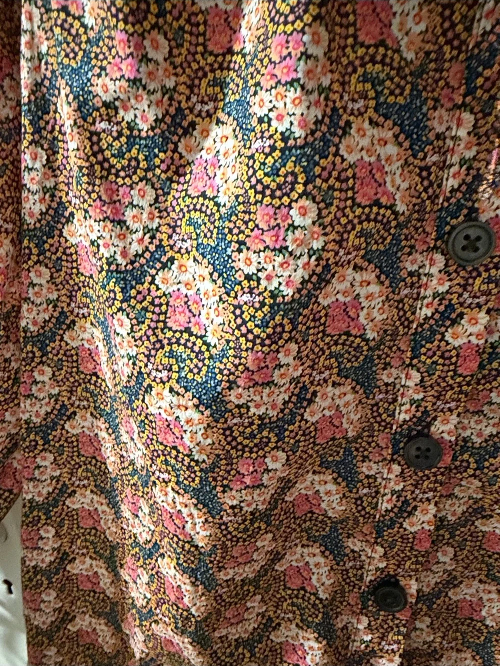 J.Crew Collection Ratti Floral Tie-Sleeve Button-Front Top 100% Cotton Large